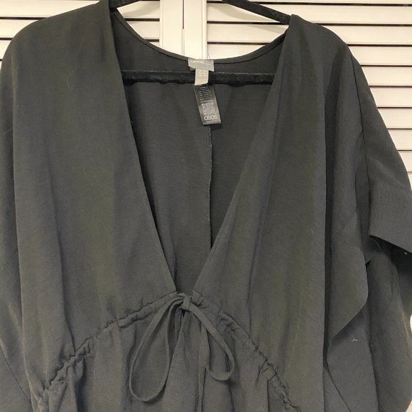 ASOS Open Front Tie Black Blouse - Picture 3 of 5